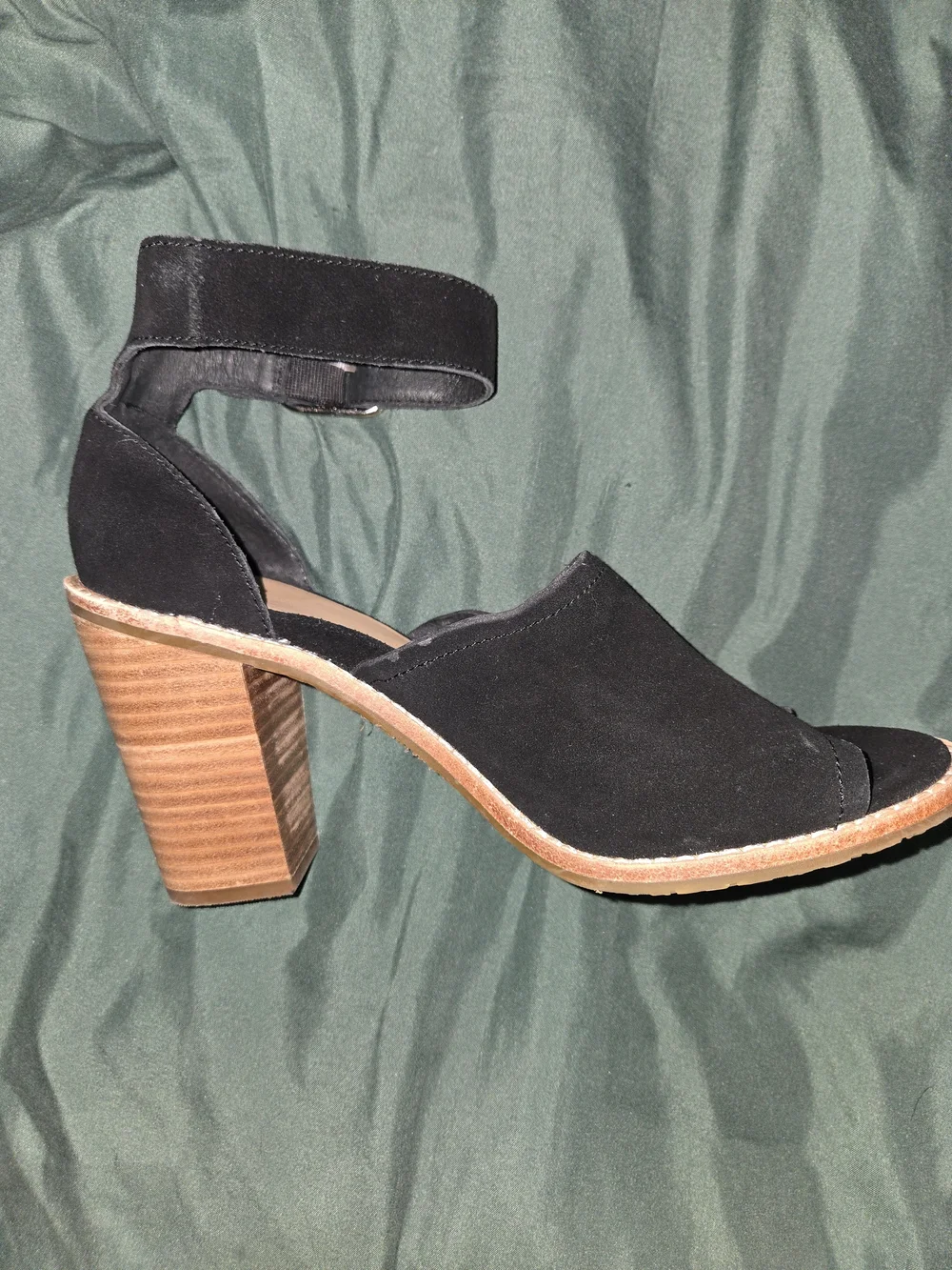 UGG Aja Black Suede Ankle Strap Heels - Picture 3 of 14